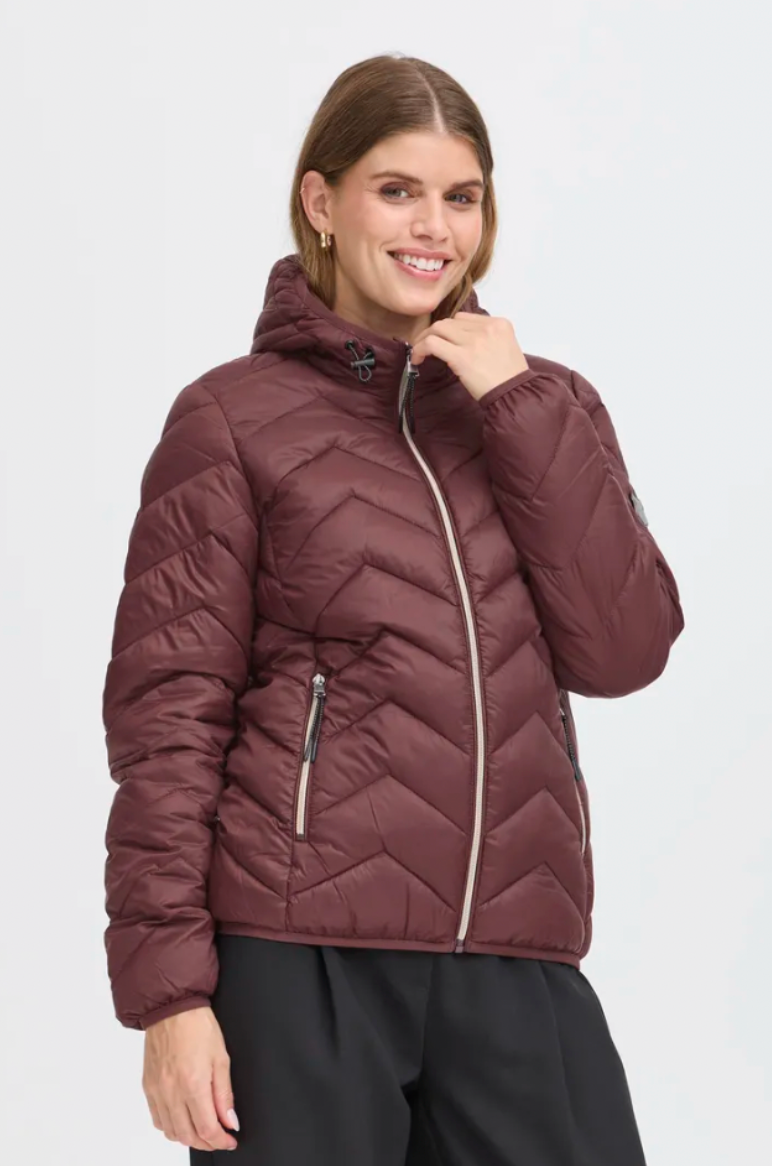 Padma padded jacket with hood in burgundy