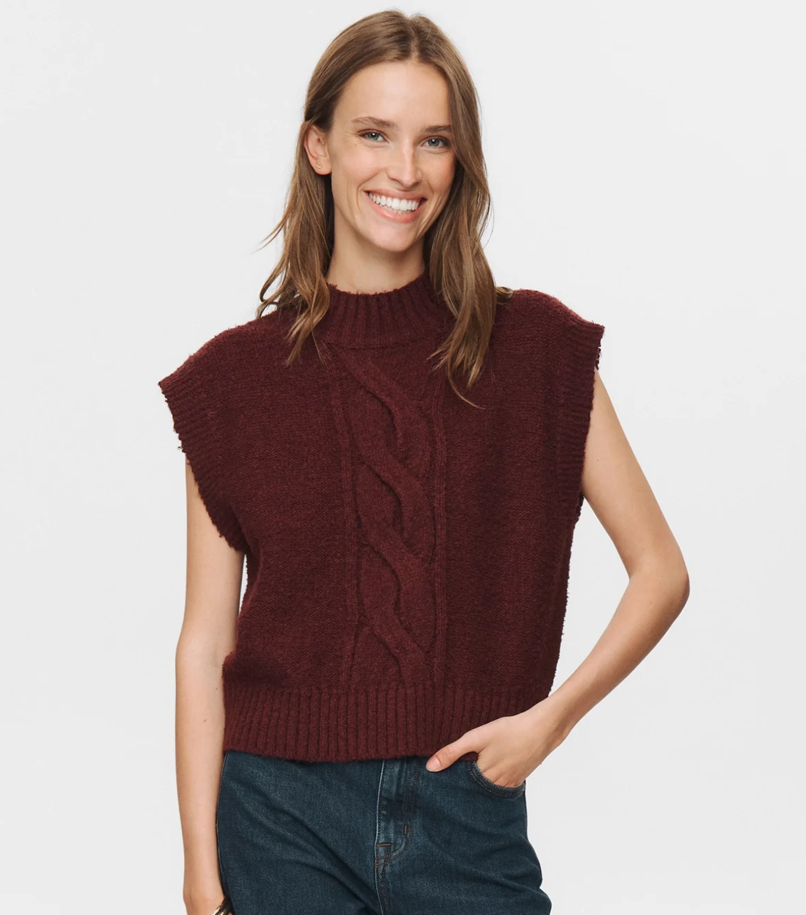Numph Nucaly wine knitted vest top