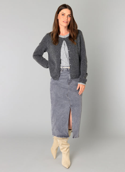 Yest Brandi layered cardigan in grey melange