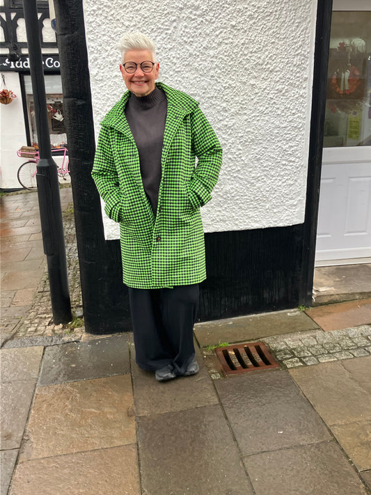 Numph Nuliba jasmine green checked coat