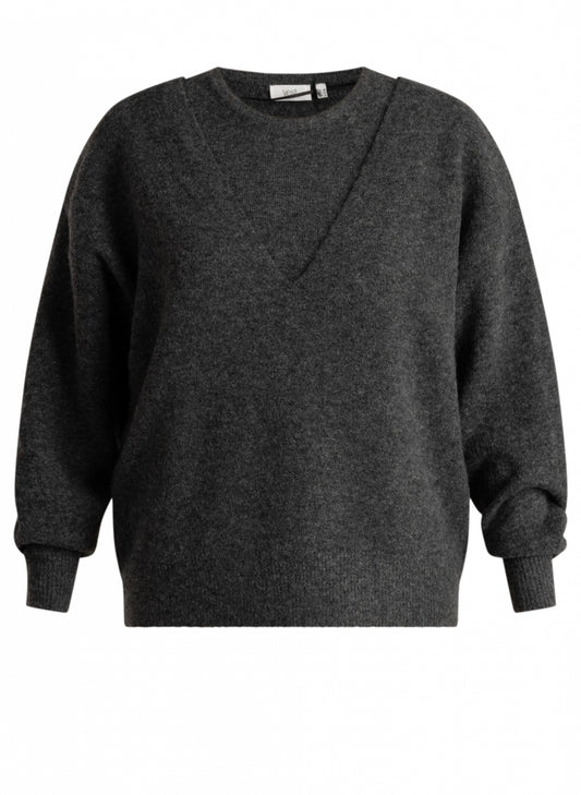 Yest Shira double layer sweater in dark grey