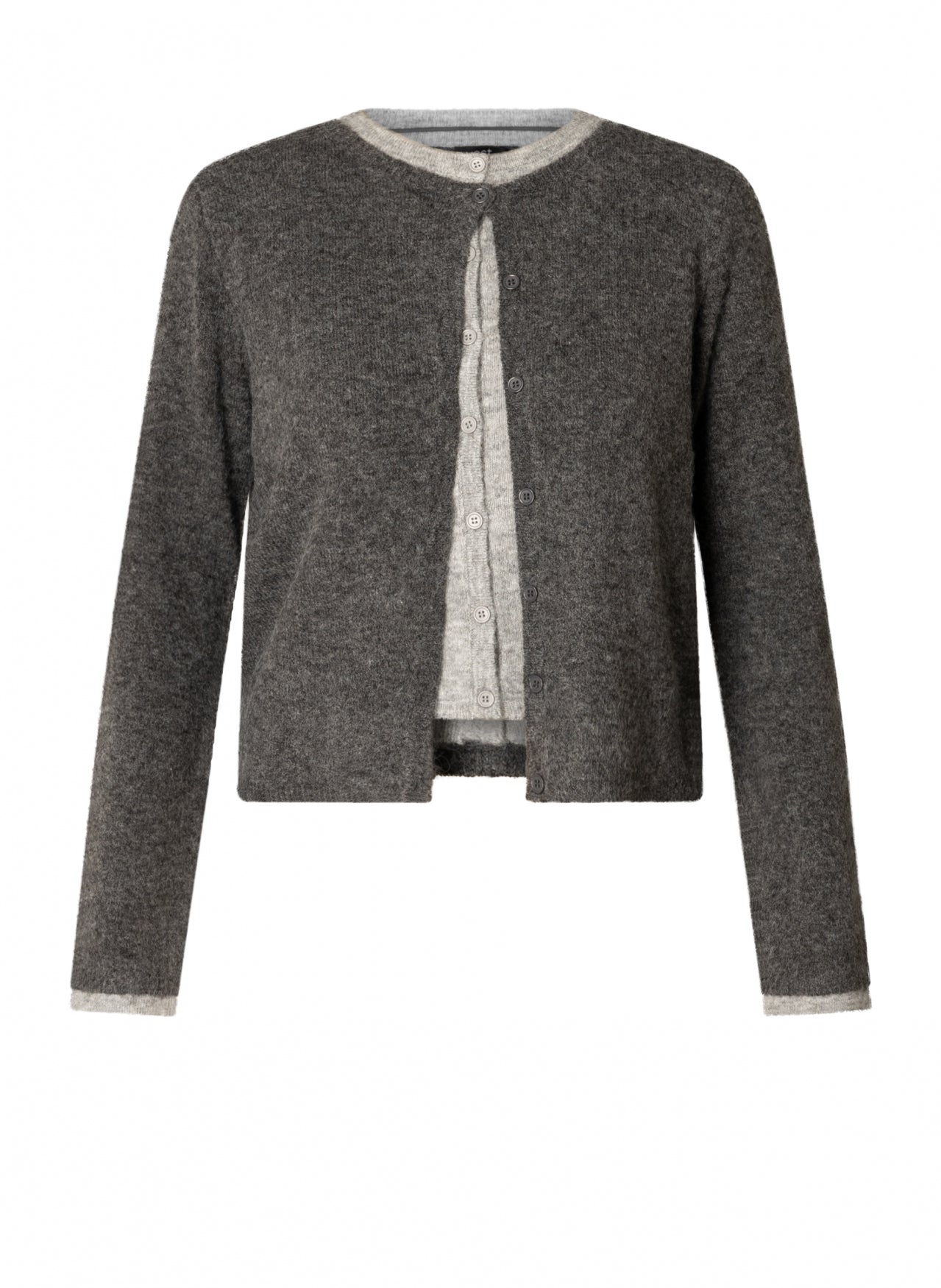 Yest Brandi layered cardigan in grey melange