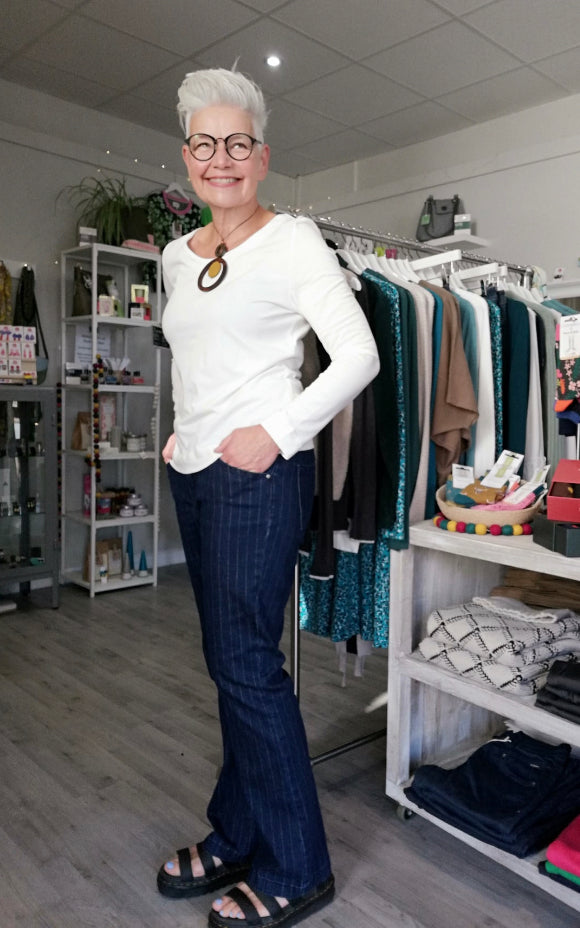 Red Button Babette Silver pinstripe jeans