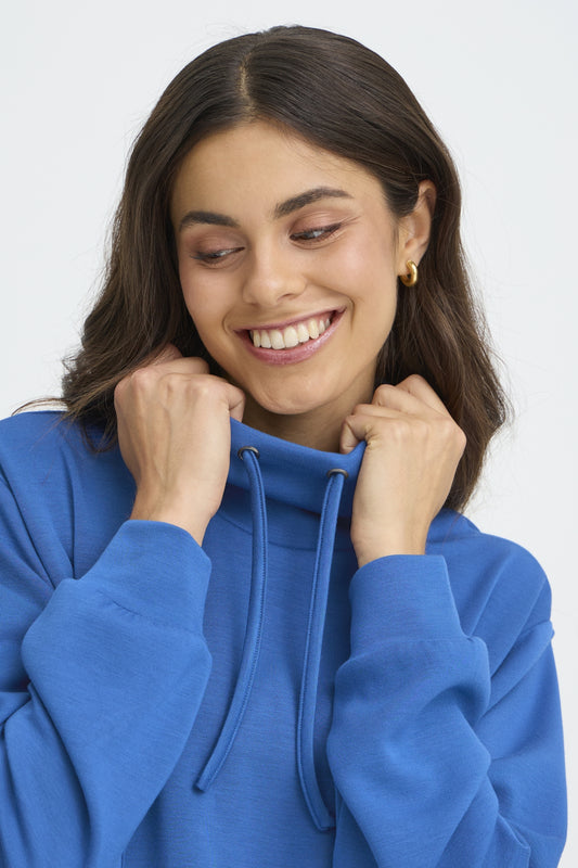 Fransa Aurora hoodie in bright blue - coming soon