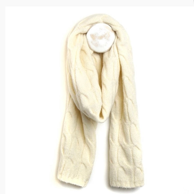 POM Cream classic knit scarf recycled polyester