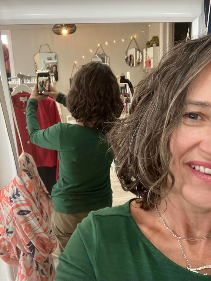 Lily & Me Monica top in pine green