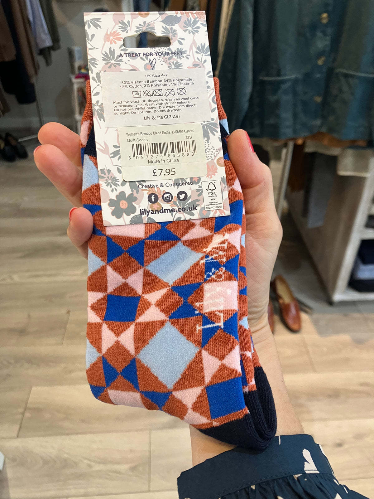 Lily & Me diamond pattern socks