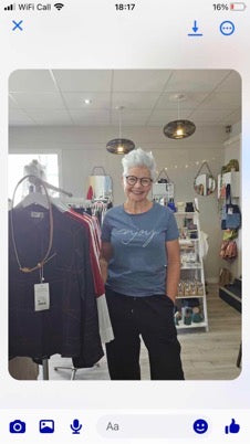 Fransa Enjoy tee in bering sea with white script