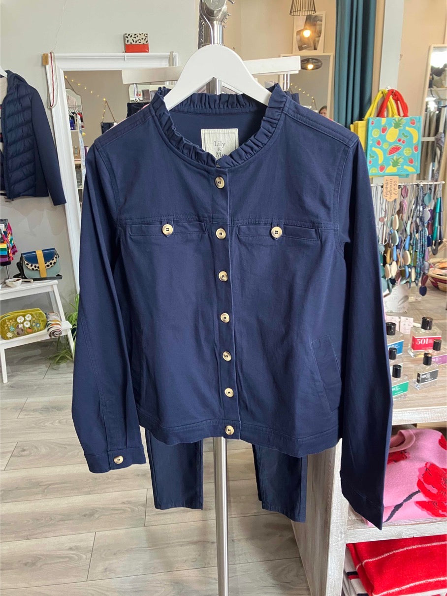 Lily & Me Renee twill jacket in navy