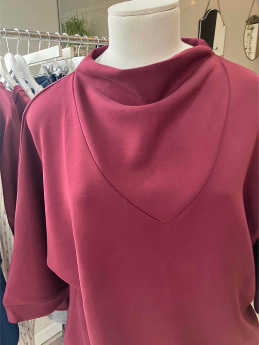 Yest Sally cowl neck dressy top in wine red