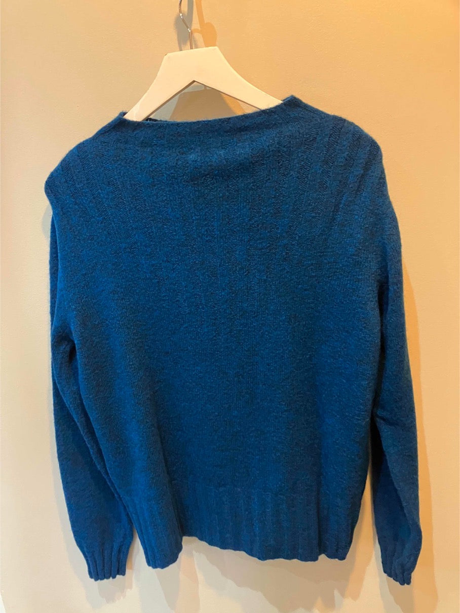 Paz Torras petrol blue with funnel neck and rib
