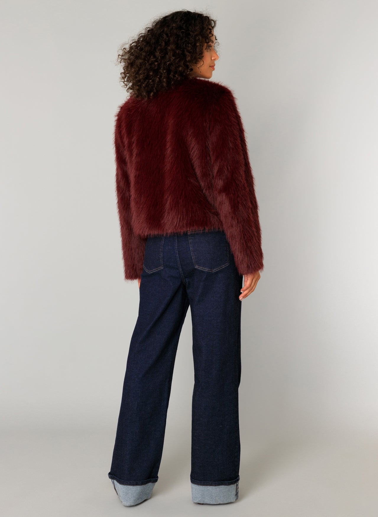 Yest Cloe faux fur jacket in wine
