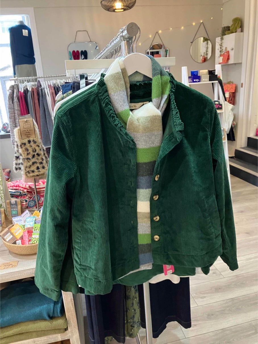 Lily & Me Rene cord jacket in pine green