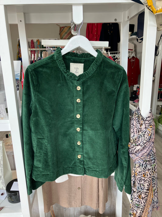 Lily & Me Rene cord jacket in pine green