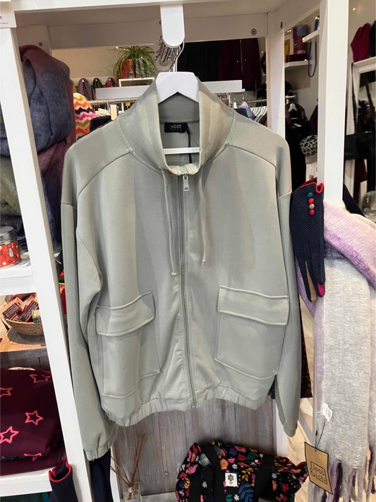 Yest soft sweat top with zipper in grey mist