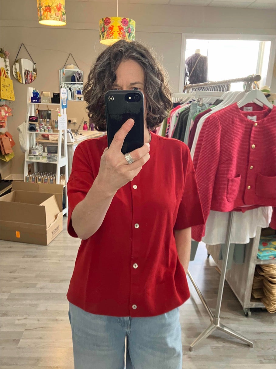 Yaya oversized cardigan in scarlet red