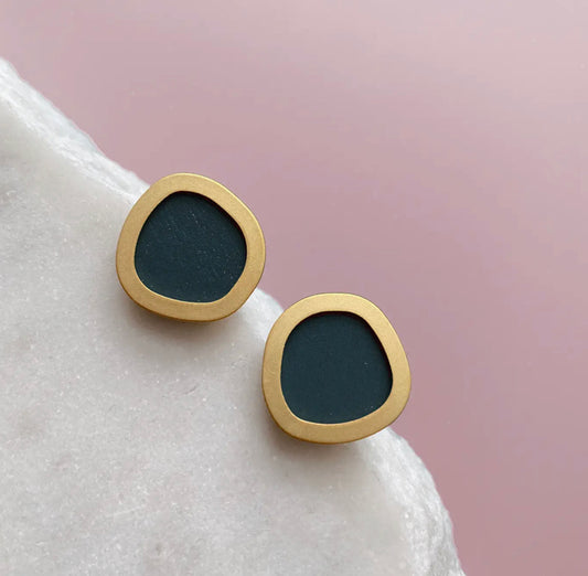 Mica Peet Coloured gold circle stud earrings