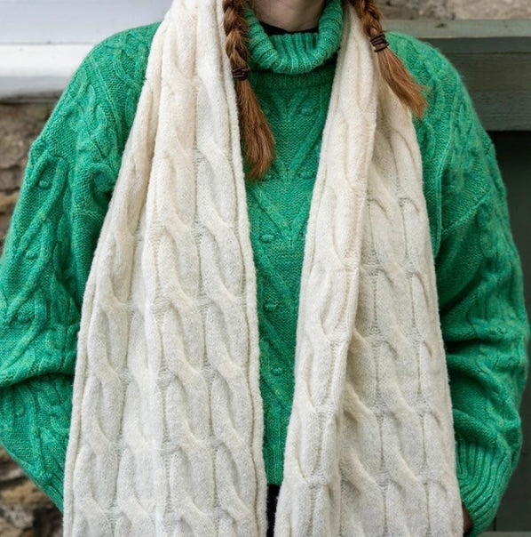 POM Cream classic knit scarf recycled polyester