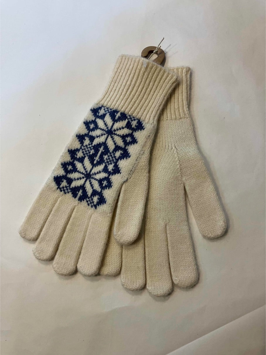 POM Blue & Ecru Scandi Star Flower gloves