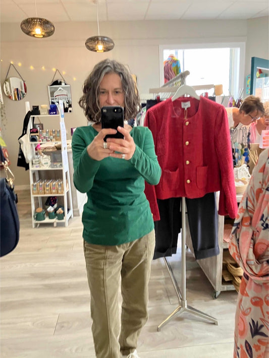 Lily & Me Monica top in pine green