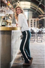 Red Button Punta side stripe trousers in pine green