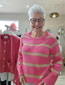 Numph Nukristy sweater in fandango pink