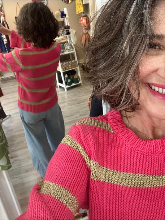 Numph Nukristy sweater in fandango pink