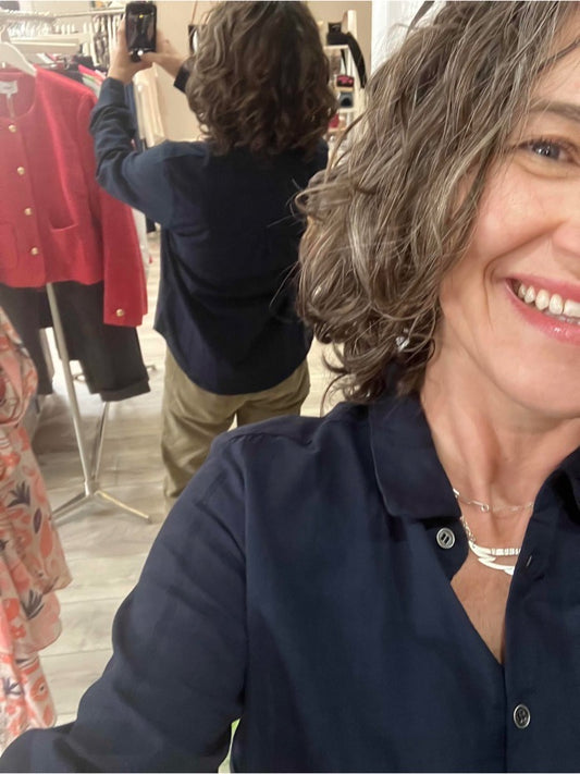 Lily & Me Patsy shirt in navy check