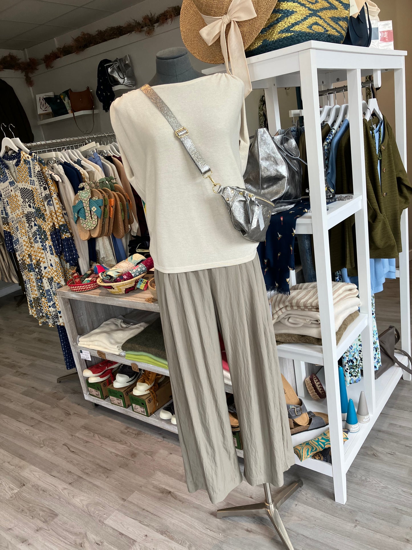 Yaya sleeveless sweater with buttons down the back in beige
