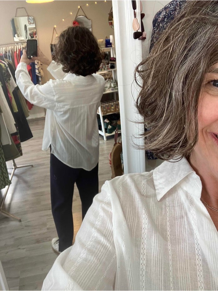 Fransa Hannie white, cotton blouse