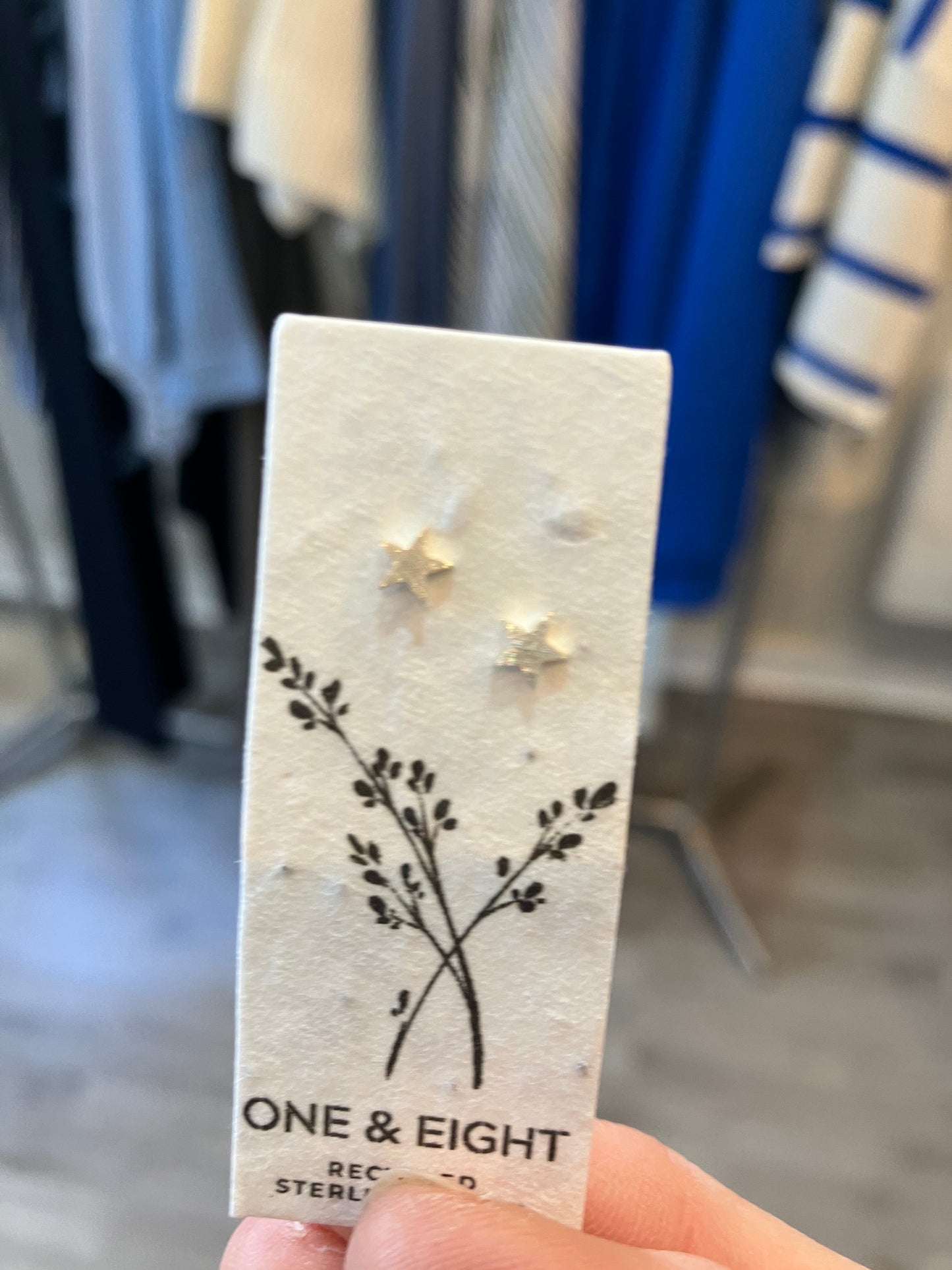 One & Eight seed card studs - silver astral