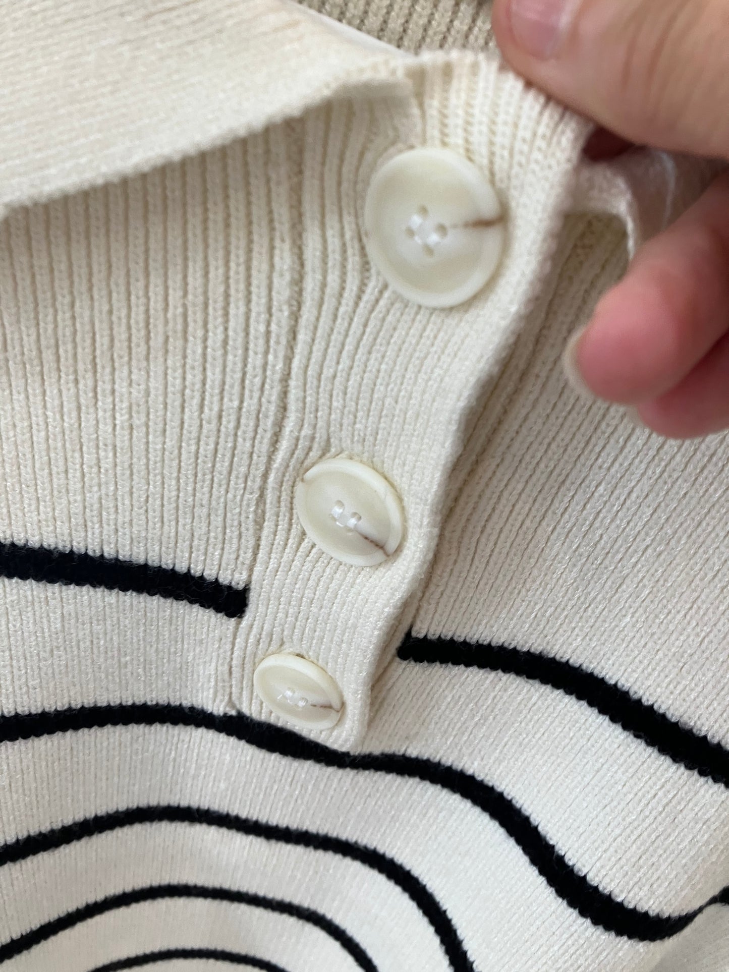 Fransa Kanya Sweater with buttons and stripe