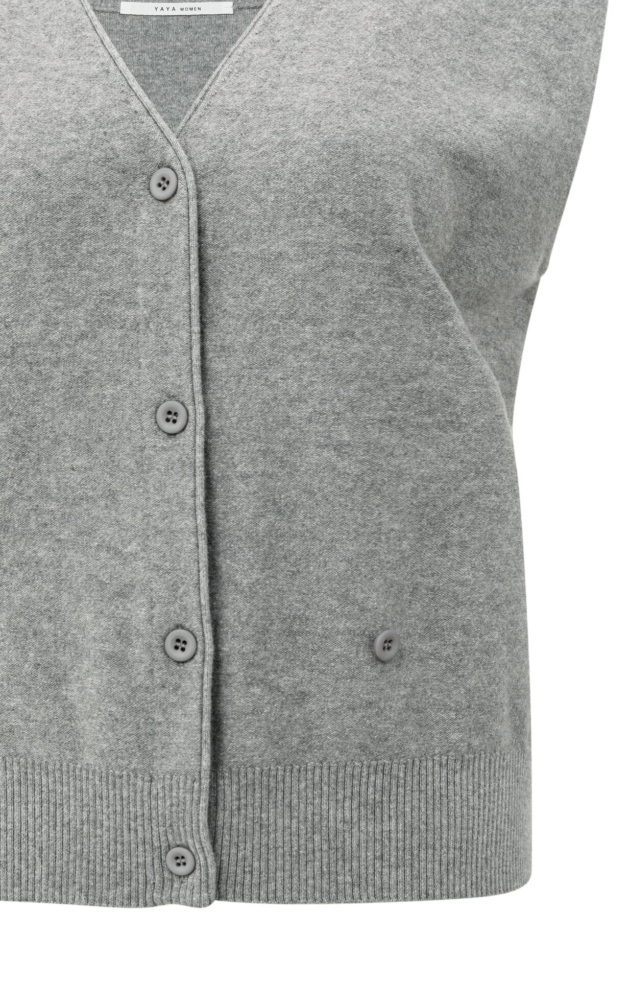 Yaya medium grey melange vest knit with button twist detail