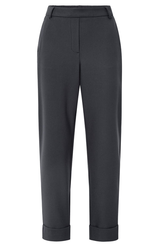 Yaya turn up trousers with elasticated waistband in oyster black