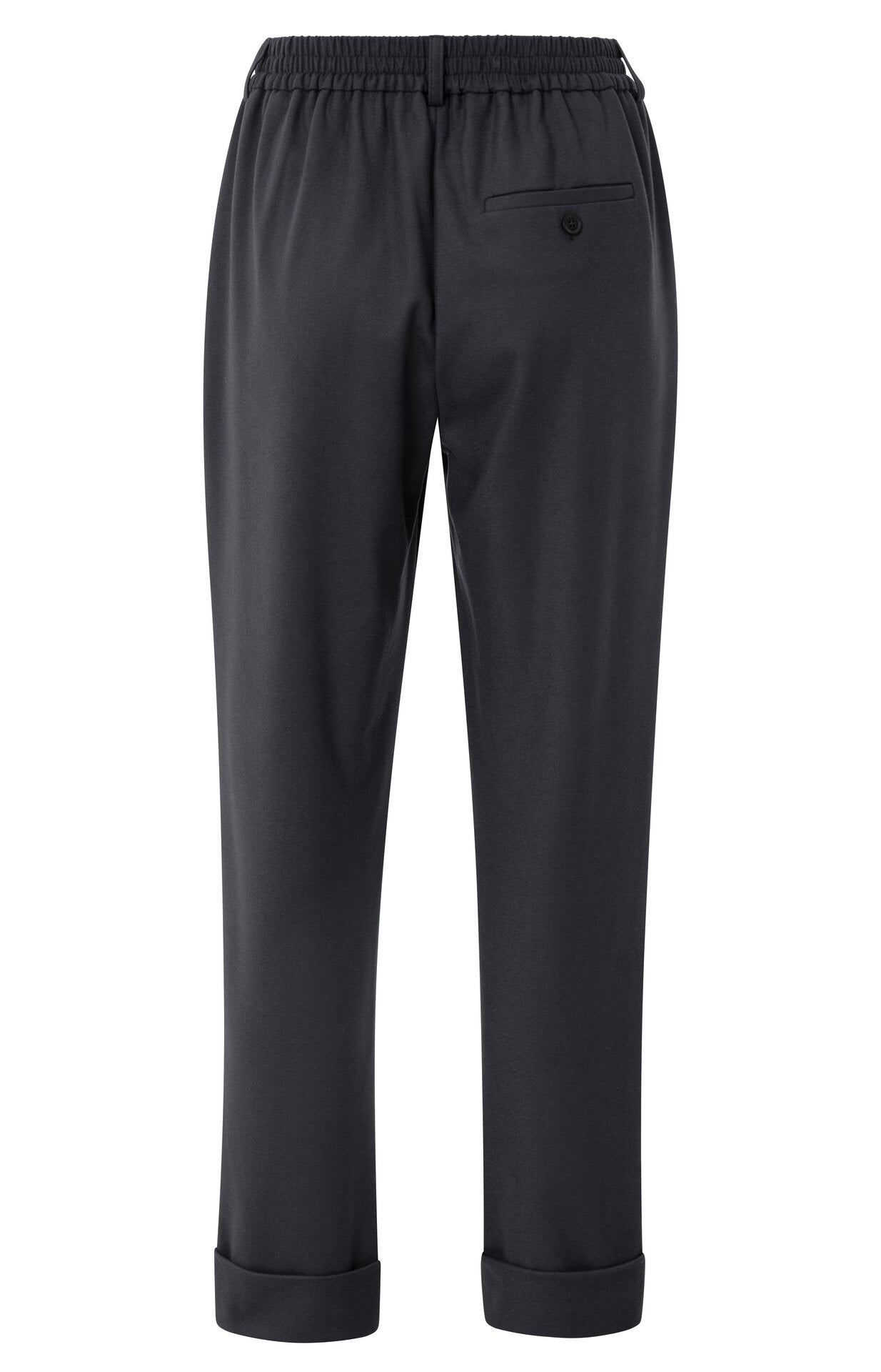 Yaya turn up trousers with elasticated waistband in oyster black