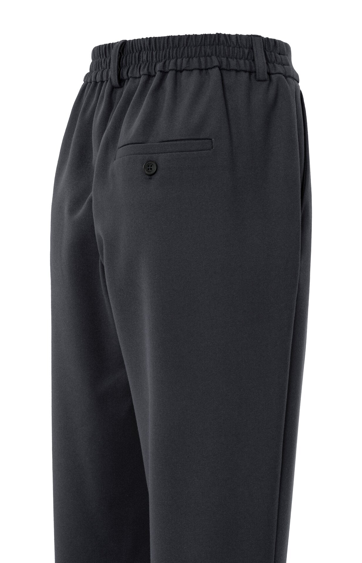 Yaya turn up trousers with elasticated waistband in oyster black
