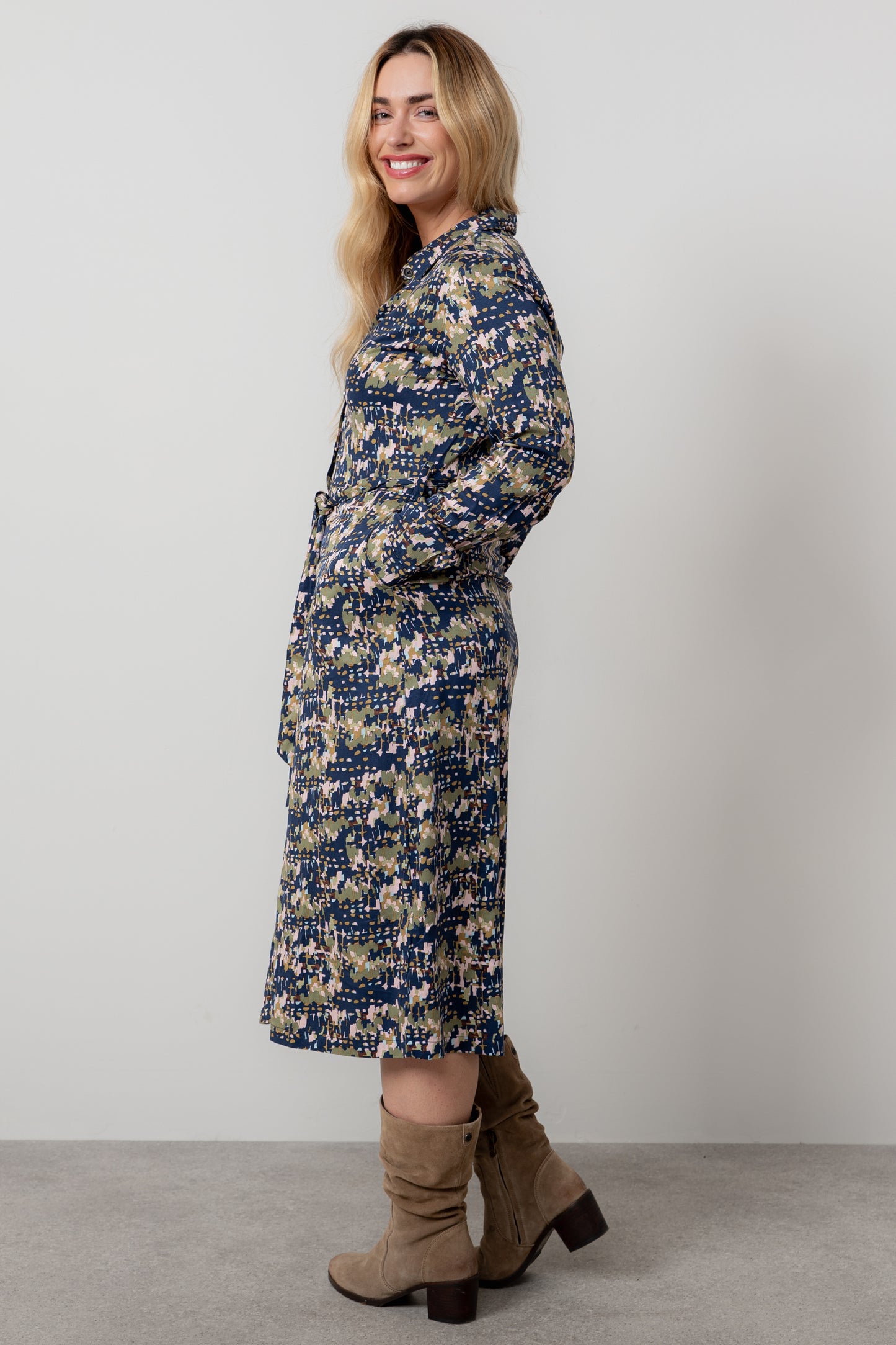 Lily & Me Anya midi shirt dress in clover