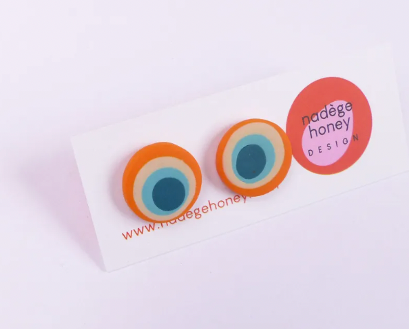 Nadege Honey Retro studs in orange