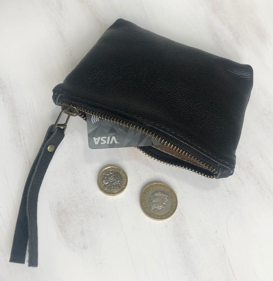 Aura Que leather contrast lining purse