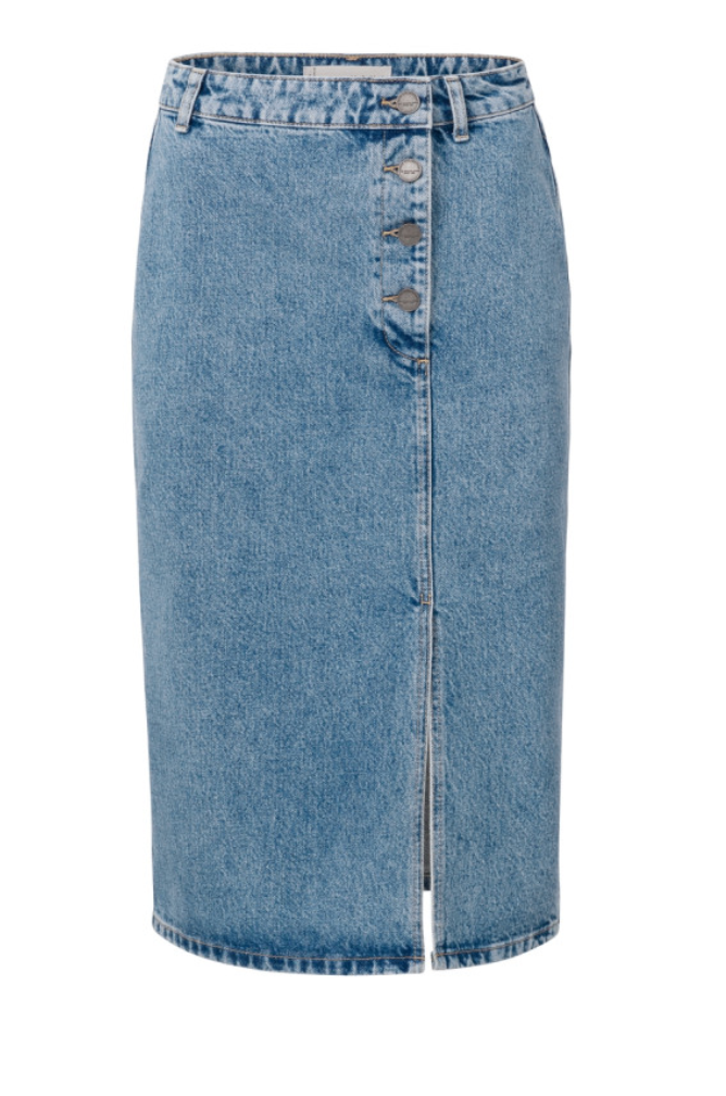 Yaya denim midi skirt with buttons and slit