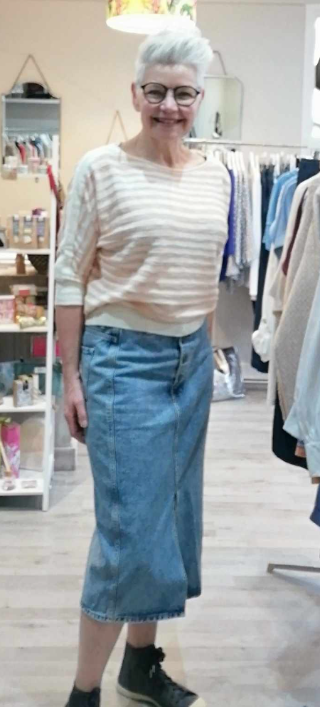 Yaya denim midi skirt with buttons and slit