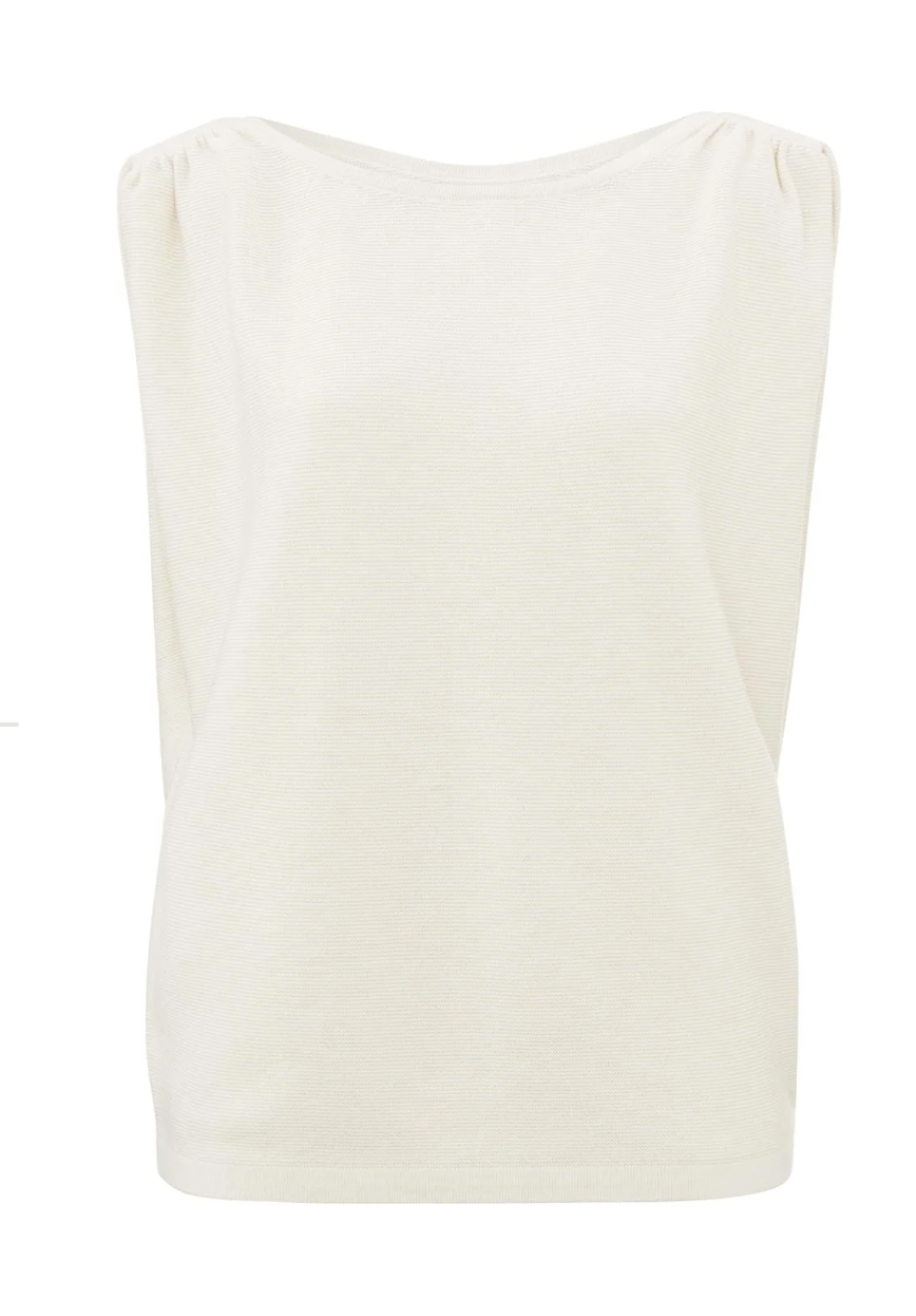 Yaya sleeveless sweater with buttons down the back in beige