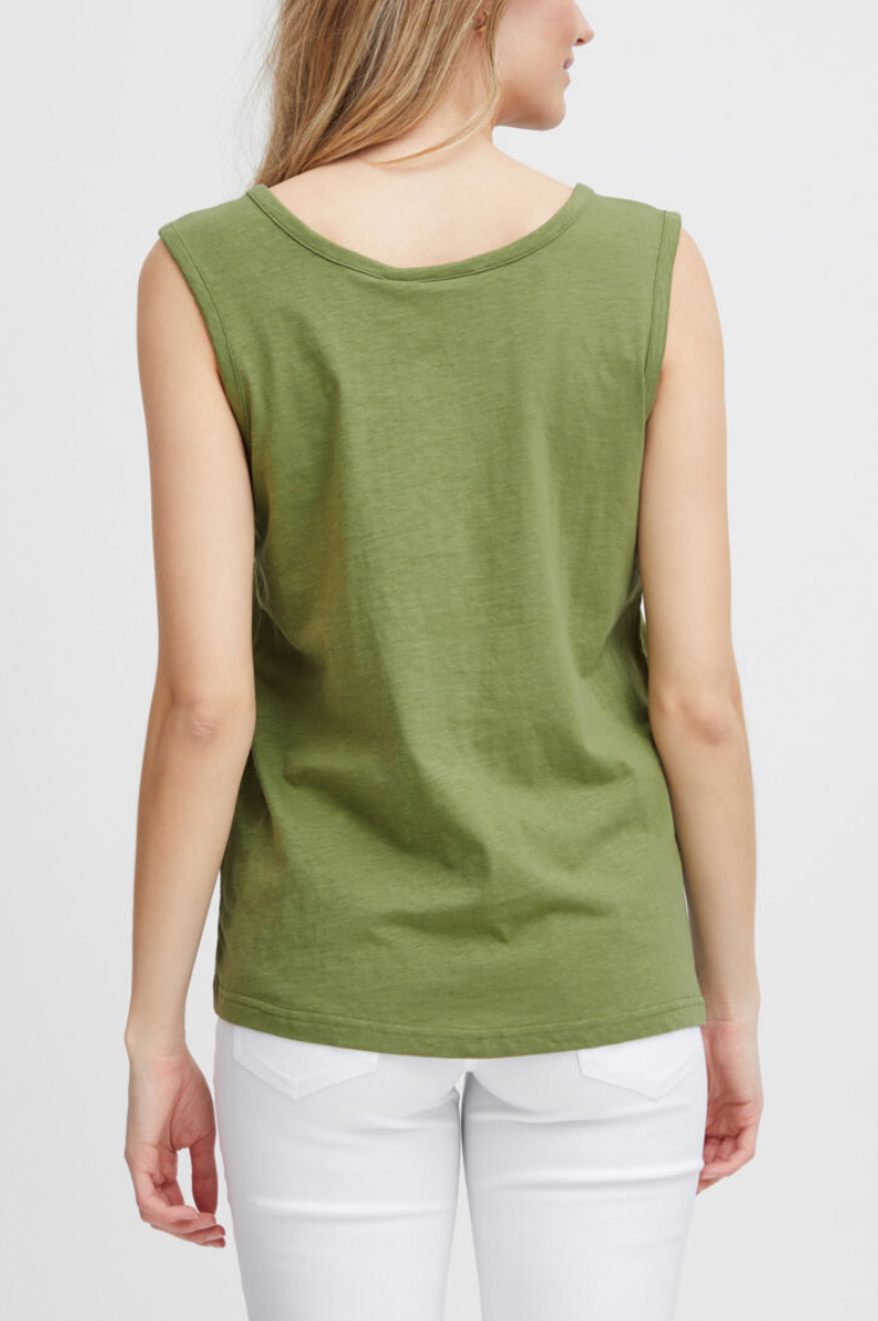Fransa cotton vest top in soft green