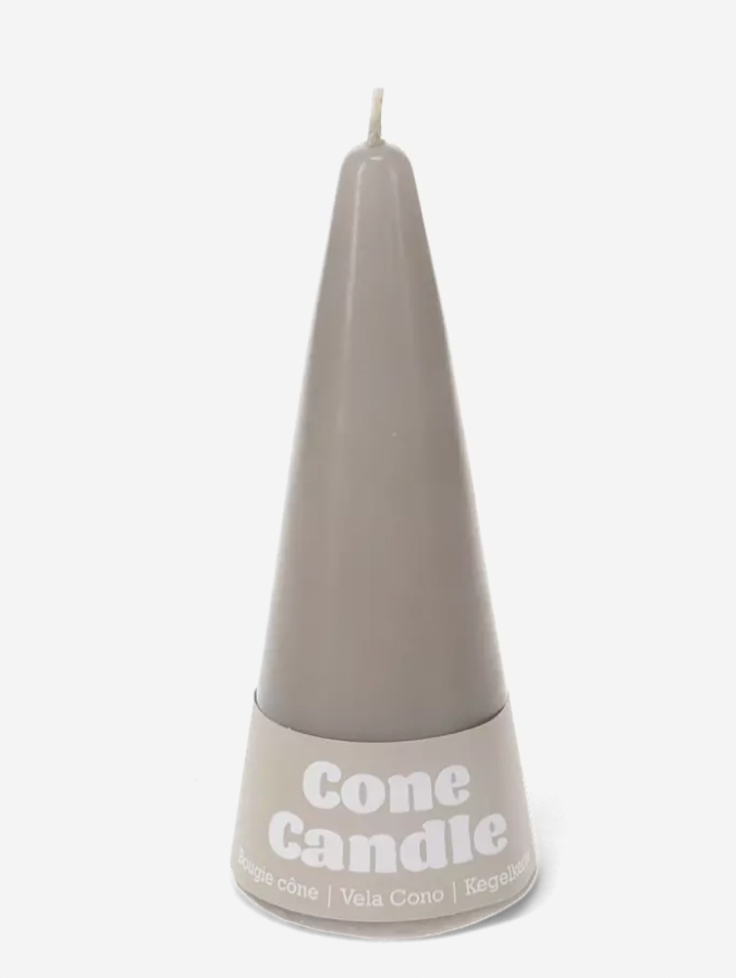 Cone candle in light grey