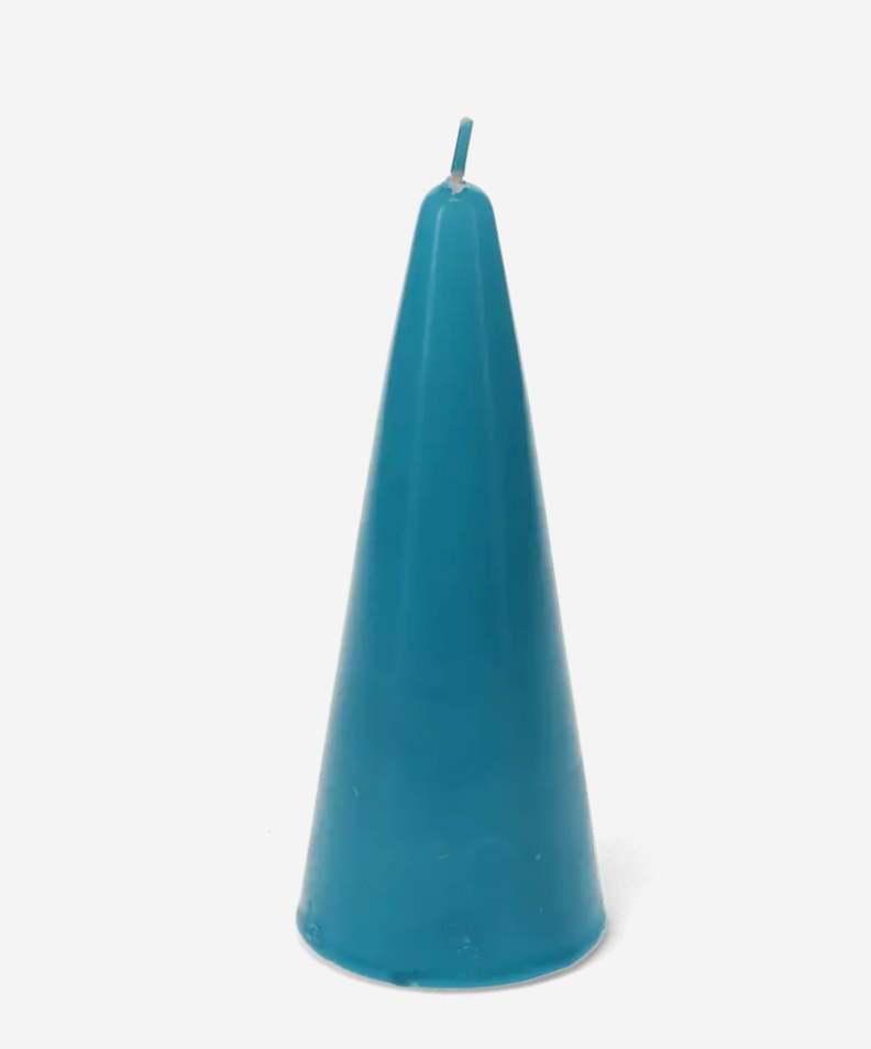 Cone candle in teal blue