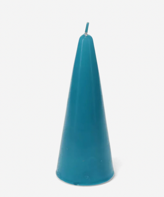 Cone candle in teal blue