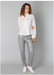 Yest Paris twist front white cotton blouse