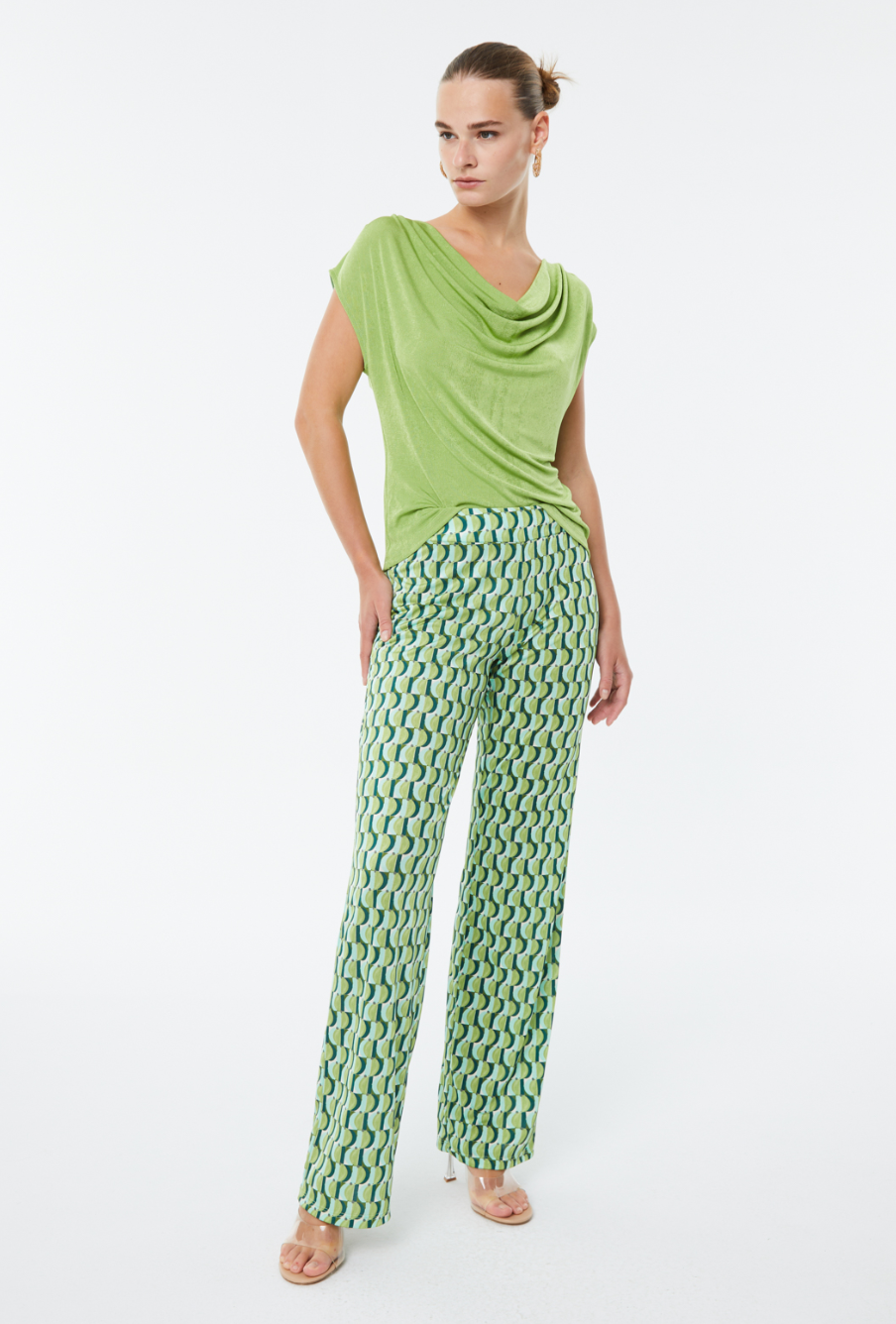 Paz Torras green geometric pattern trouser