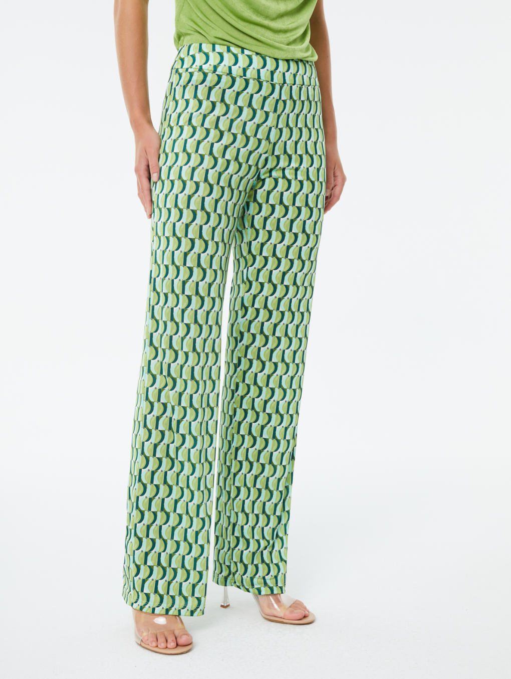 Paz Torras green geometric pattern trouser