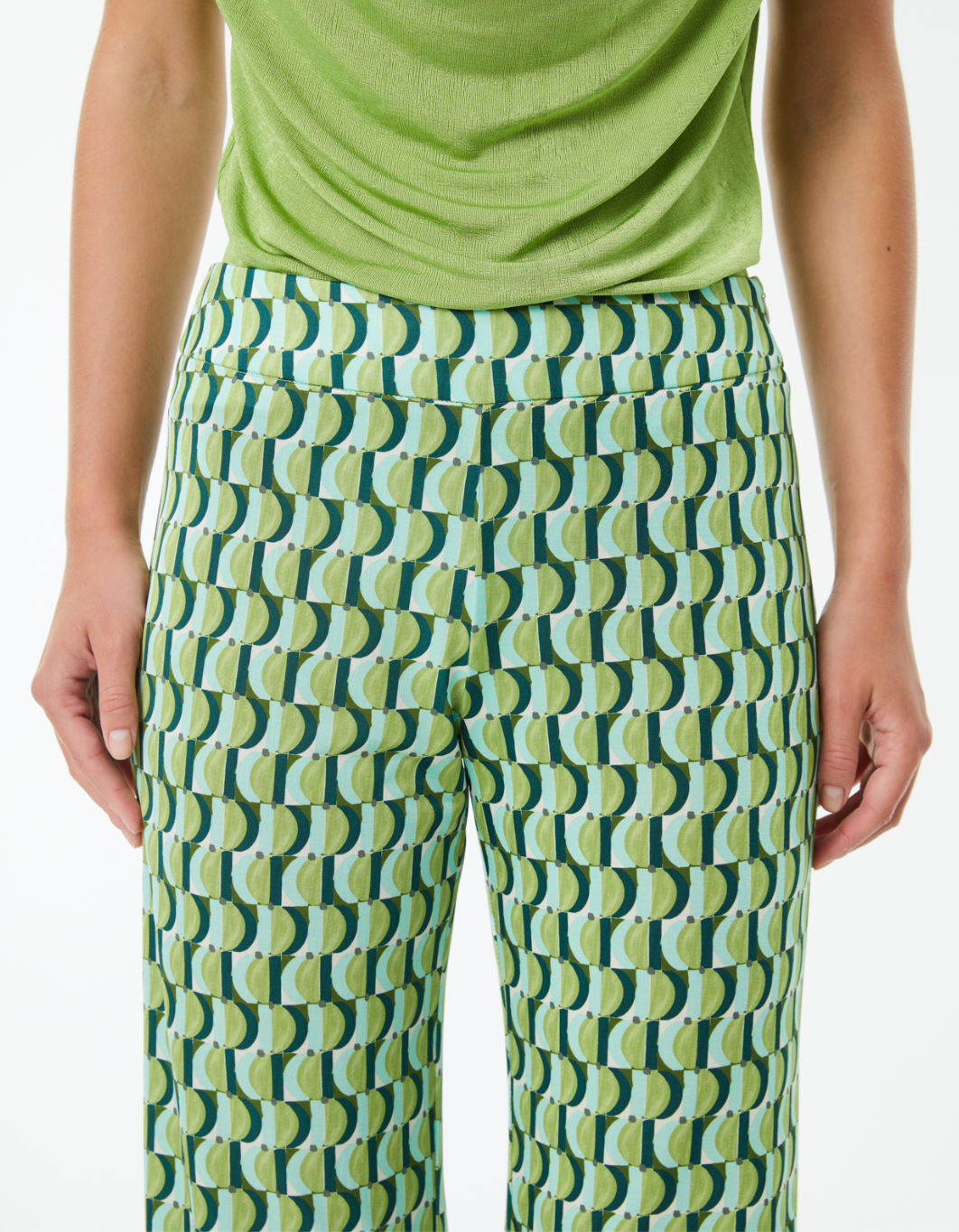 Paz Torras green geometric pattern trouser